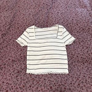 White and Black Striped Top